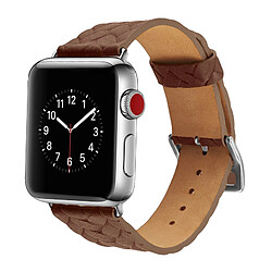 Avizar Bracelet Apple Watch 38 et 40 mm aspect Cuir tressé - Marron