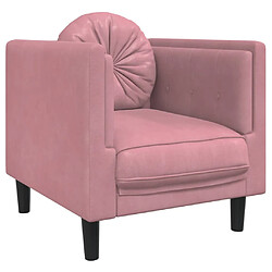 vidaXL Fauteuil avec coussin rose velours