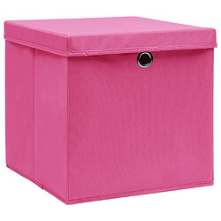 Maison Chic Ensemble de 10 Boîtes de rangement,Boîtes de stockage avec couvercles Rose 32x32x32cm Tissu -MN449854