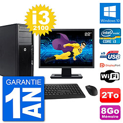 PC Tour HP Z210 Ecran 22" Intel i3-2100 RAM 8Go Disque Dur 2To Windows 10 Wifi · Occasion 