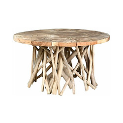 Aubry Gaspard Table ronde en teck Puzzle - Arthur. Table ronde en teck Puzzle - Arthur