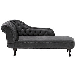 Beliani Chaise longue Chesterfield grise en cuir PU NIMES