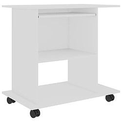 vidaXL Bureau d'ordinateur Blanc 80x50x75 cm Bois d'ingénierie