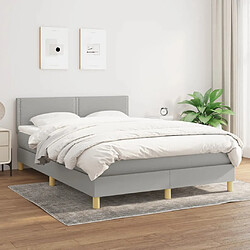 vidaXL Sommier à lattes de lit avec matelas Gris clair 140x190cm Tissu 