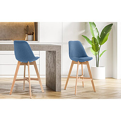 Non Lot de 2 tabourets de bar Cannes tissu naturel