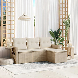 Maison Chic Salon de jardin avec coussins 4 pcs, Ensemble Tables et chaises de jardin,, Ensemble Tables et chaises de jardin, beige résine tressée -GKD113374