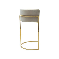 Acheter Tabouret de bar en velours et acier inoxydable - Beige et doré - PERIA de Pascal MORABITO