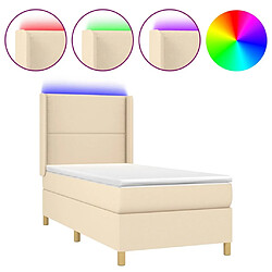 Sommier à lattes,Cadre à lattes de lit pour Adulte matelas et LED Crème 90x190 cm Tissu -MN75736