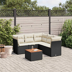 vidaXL Salon de jardin 6 pcs avec coussins noir résine tressée