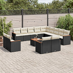 Maison Chic Salon de jardin avec coussins 14 pcs, Ensemble Tables et chaises de jardin, noir résine tressée -GKD960360