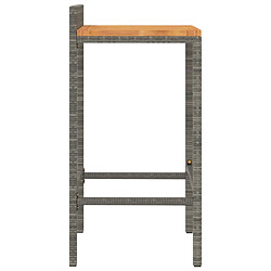 Acheter vidaXL Tabourets de bar lot de 2 gris résine tressée et bois d'acacia