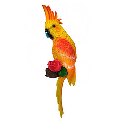 perroquet figurine statue crochet mur extérieur jardin tropical décor droit jaune