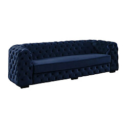 Avis Vente-Unique Canapé 3 places chesterfield STANLEY - Velours bleu nuit