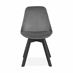 Mes Lot de 2 chaises repas en tissu gris et pieds noirs - SARAH