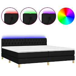 vidaXL Sommier à lattes de lit et matelas et LED Noir 200x200 cm Tissu