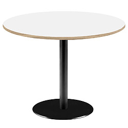 Restootab Table Ø120cm - modèle Rome blanc avec chants bois