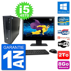 PC HP EliteDesk 800 G1 Ecran 19" Core i5-4570 RAM 8Go Disque 2To Windows 10 Wifi - Occasion