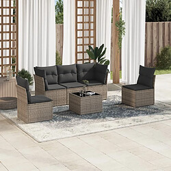 Maison Chic Salon de jardin 6 pcs avec coussins | Ensemble de Table et chaises | Mobilier d'Extérieur gris résine tressée -GKD66788