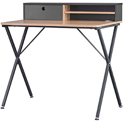 Helloshop26 Bureau adulte avec étagère 90 cm couleur chêne gris clair 19_0000010 