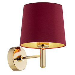 Lumière Applique Plus avec abat-jour rouge (intérieur doré), laiton foncé