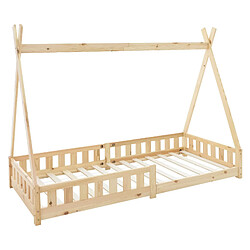 ML-Design Lit d'enfant Tipi naturel anti chute lit en bois de pin aspect maison 200x90 cm 