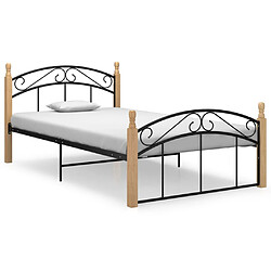 vidaXL Cadre de lit sans matelas noir métal bois chêne 120x200 cm