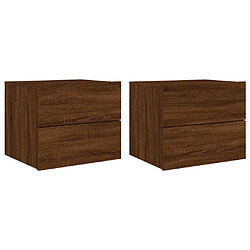 Maison Chic Lot de 2 Tables de chevet,Table de nuit,Table d'appoint pour salon murales avec lumières LED - chêne marron -MN83448