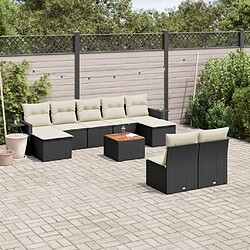 Maison Chic Salon de jardin 10 pcs avec coussins, Ensemble Tables et chaises d'extérieur noir résine tressée -GKD278153