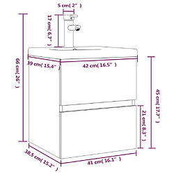 vidaXL Meuble lavabo avec bassin intégré Sonoma gris Bois d'ingénierie pas cher