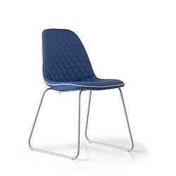 Italian Concept 108 Lot Chaise Brenda, métal Tubulaire, polyuréthane, Simili Cuir, Bleu, 45.5 x 55 x 83 cm, 4 unités