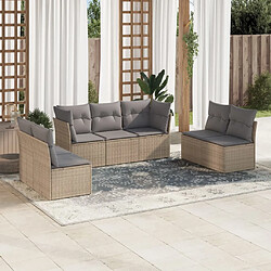 vidaXL Salon de jardin avec coussins 7 pcs beige résine tressée 