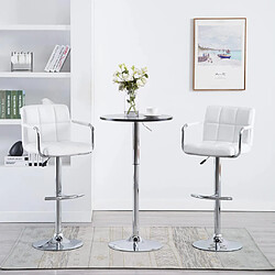 vidaXL Tabourets de bar lot de 2 blanc similicuir 