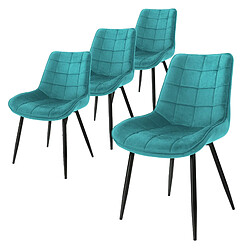 ML-Design Lot 4x chaises de salle à manger rembourrée velours pétrole fauteuils moderne