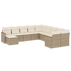 Maison Chic Salon de jardin 11 pcs avec coussins, Ensemble Tables et chaises d'extérieur beige résine tressée -GKD828066