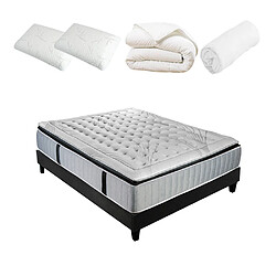 Olympe Literie Pack Phigalie Pack Prêt à dormir PHIGALIE 140x200 cm | Matelas Ressorts ensachés + Sommier + Accessoires