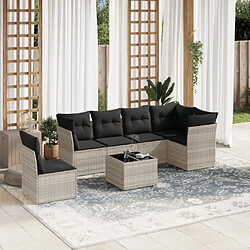 vidaXL Salon de jardin avec coussins 7 pcs gris clair résine tressée 