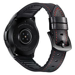 Wewoo Bracelet pour montre connectée appliquer le de sport en cuir et silicone 22mm Samsung Galaxy Watch Active noir