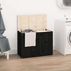 vidaXL Boîte à linge Noir 88,5x44x66 cm Bois massif de pin 