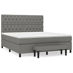 vidaXL Sommier à lattes de lit avec matelas Gris foncé 160x200cm Tissu