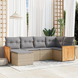 vidaXL Salon de jardin avec coussins 6 pcs beige résine tressée 