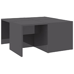 vidaXL Tables basses 4 pcs gris brillant 33x33x33 cm bois d'ingénierie