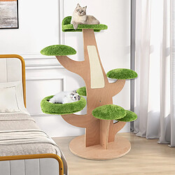 Helloshop26 Arbre à chat 128 cm griffoirs perchoir patins antidérapant lit pour chat tour de jeux pour chat en forme de pin vert 20_0007644