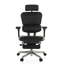 Chaise de bureau / fauteuil de direction ERGOHUMAN PLUS LEGPRO GEN2 cuir avec repose-jambes résille noir hjh OFFICE 