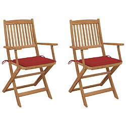 vidaXL Chaises pliables de jardin lot de 2 avec coussins Bois d'acacia