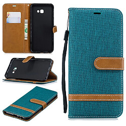 Etui en PU tissu jean bicolore cyan pour votre Samsung Galaxy J4 Plus/J4 Prime