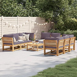 vidaXL Salon de jardin avec coussins 9 pcs bois massif d'acacia