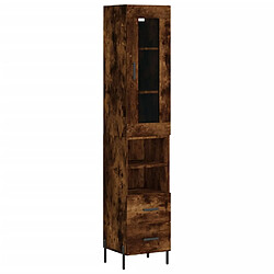 vidaXL Buffet haut Chêne fumé 34,5x34x180 cm Bois d'ingénierie