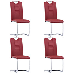 vidaXL Chaises à manger cantilever lot de 4 rouge similicuir 