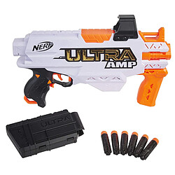 Hasbro Pistolet Blaster Ultra AMP Motorisé avec Chargeur et 7 Fléchettes Blanc 