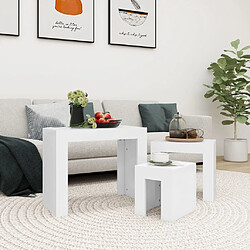 vidaXL Tables basses gigognes 3 pcs Blanc Bois d’ingénierie